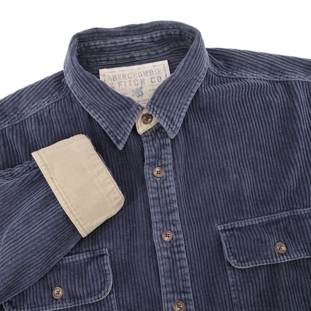 Vintage Y2K Abercrombie & Fitch Corduroy Shirt Jacket Navy Oversized Mens XL